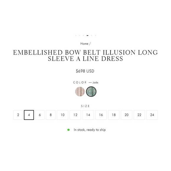 Mac Duggal Size 6 Embellished Bow Belt Illusion Long Sleeve A Line Dress in Jade - Picture 5 of 5